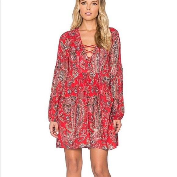 Free People Rain or Shine Dress Size Small Red - Picture 1 of 10